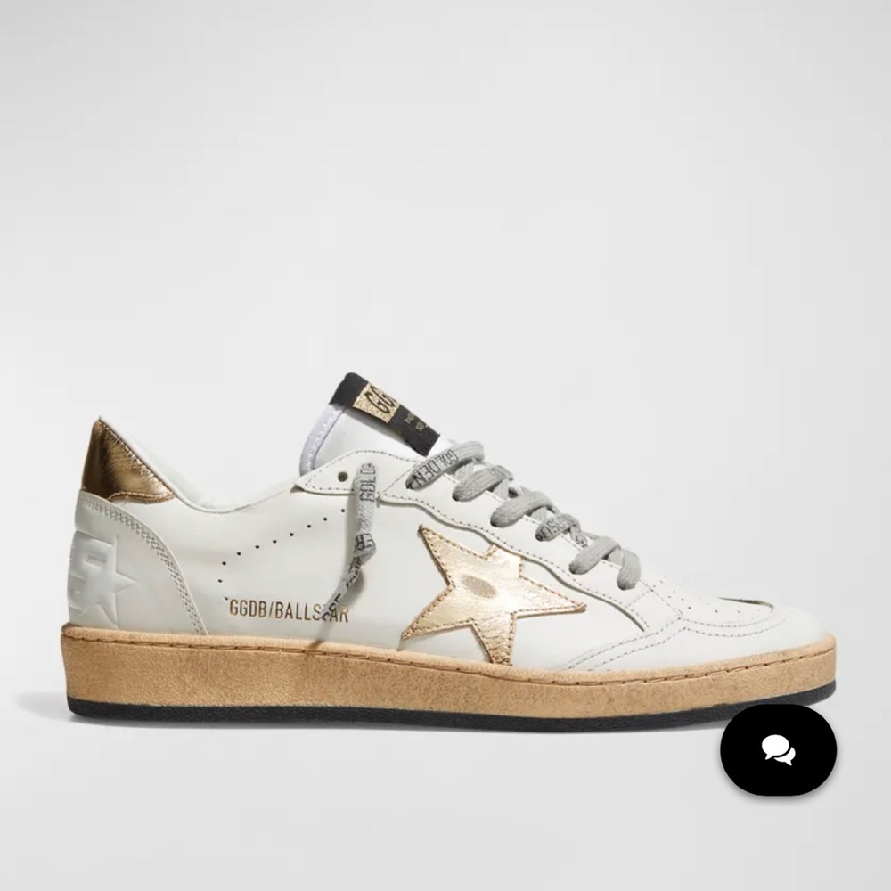 BRAND NIB GOLDEN GOOSE BALLSTAR WHITE/GOLD